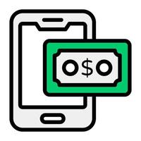 Mobile money icon in editable flat style vector