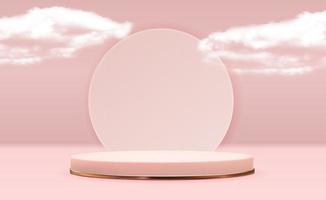 Trendy empty podium display for cosmetic product presentation, fashion magazine. Copy space vector illustration