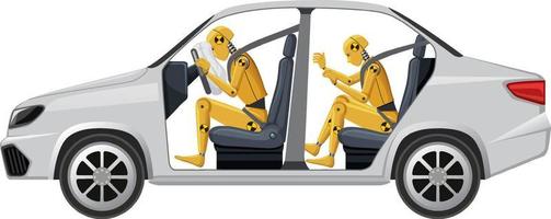 Crash test dummy in a car airbag vector