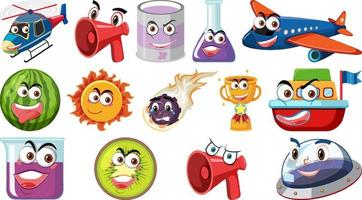 Set of different toy objects with faces vector