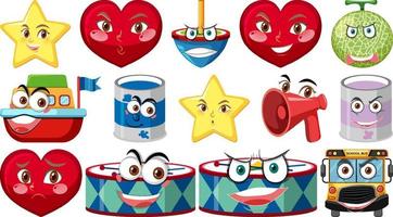 Set of different toy objects with faces vector