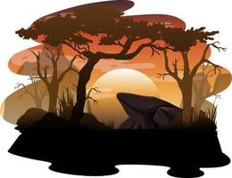 Isolated silhouette savanna forest vector