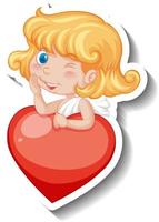 Cupid girl with heart in cartoon style vector