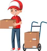 Delivery man holding a package cartoon character