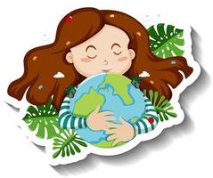 Mother nature hugging earth planet vector