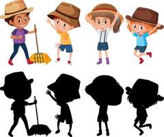 Set of different kids doing different activities vector