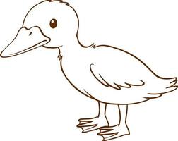 Duck in doodle simple style on white background vector