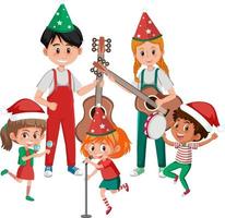 grupo de músicos tocando en navidad vector