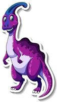 etiqueta engomada del personaje de dibujos animados del dinosaurio parasaurolophus vector