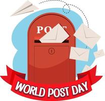 World Post Day banner with a postbox and envelope vector