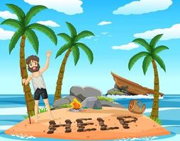 A man on deserted island isolated vector