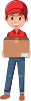 Delivery man holding a package vector
