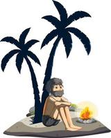 A man on deserted island isolated vector