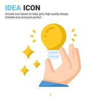 Idea icon vector with flat color style isolated on white background. Vector illustration innovation sign symbol icon concept for business, finance, industry, company, apps, web and all project