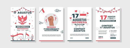 cartel del 17 de agosto. fondo del espíritu del día de la independencia de Indonesia. colección de fondo de celebración del 17 de agosto. una colección de diseños para pancartas y volantes vector