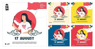 espíritu del día de la independencia de indonesia. 17 de agosto uso para plantillas de alimentación, pancartas y fondos. vector