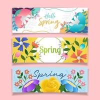 banner de primavera con elementos florales vector