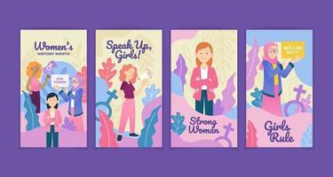 Women History Month Social Media Story Template vector