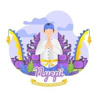 Happy Nyepi Balinese Day of Silence vector