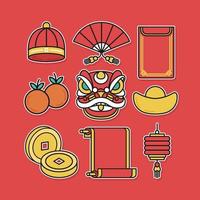 plantilla de conjunto de iconos de gong xi fa cai vector