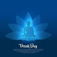 Blue Lord Buddha Vesak greetings background or Blue celebration Vesak day with Buddha and lotus vector