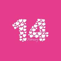 Valentines heart number. love symbol 14 february isolated on pink. - Vector. vector
