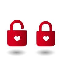 Valentine's day white background with two padlocks one of which opens by the power of love. Vector illustration