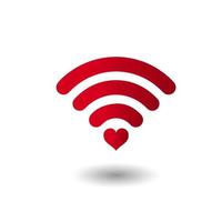 Valentine's day white background with wifi signal source from the power of love. Vector illustration