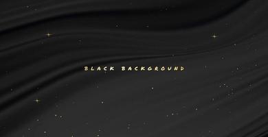 Black texture background with golden letters, wavy, fluttering vector