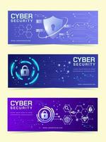 conjunto de banners de seguridad cibernética vector