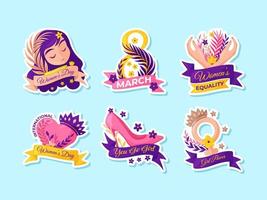 International Women's Day Sticker Set vector