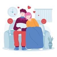 Love couple concept vector Illustration idea for landing page template, romantic couple dating, sitting at home, sleeping, Hand drawn Flat Styles