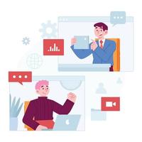 Webinar concept vector Illustration idea for landing page template, meetup or digital meeting online as business conversation, remote communication with virtual conference, Hand drawn Flat Styles