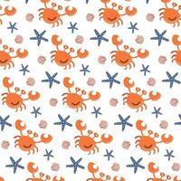 cute animal crab pattern vector design for printing