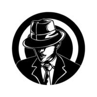 Ilustración de vector de diseño de logotipo de personaje de mafia