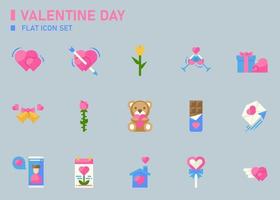 conjunto de iconos planos del día de san valentín. vector