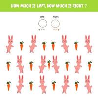 How much is left. How much is right. Educational game for children. Vector illustration.
