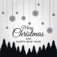 Merry Christmas and Happy New Year. Background Xmas design of black pine vector