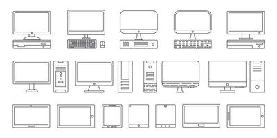 conjunto de vector de icono de escritorio, logotipo de vector de icono de teléfono inteligente de tableta