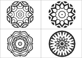 Set of round mandalas isolated on white background. Vector Monochrome Set of Mandalas with floral ornament pattern, Ethnic Decorative Element, Mandala template for page decoration cards, book, logos
