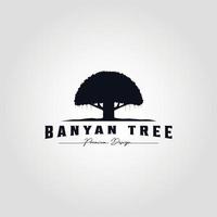banyan tree logo vintage vector ilustración plantilla icono diseño