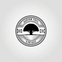 Ilustración de vector vintage de logotipo de árbol de higuera vintage