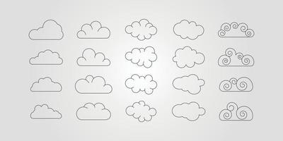 set of cloud icon logo vector symbol minimal design, line art bubble cloud logo design