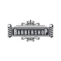 Vector Barber shop vintage logo with gentleman face isolated on a white background