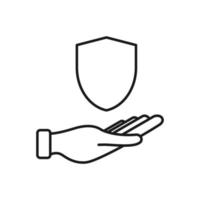 icono de línea de mano con señal de protección vector