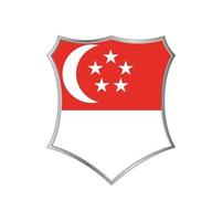 bandera de singapur con marco plateado vector