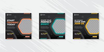 Gym and fitness social media post banner template vector