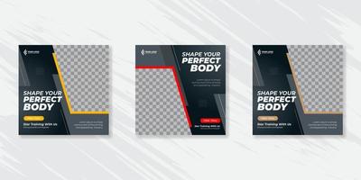 Gym and fitness social media post banner template vector