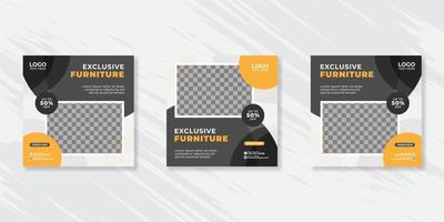 Modern Furniture social media post templates design vector