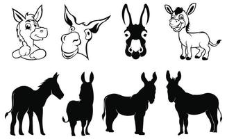 un personaje de dibujos animados de animales lindos de burro, icono de burro, diseño de símbolo de burro de la colección de animales. vector